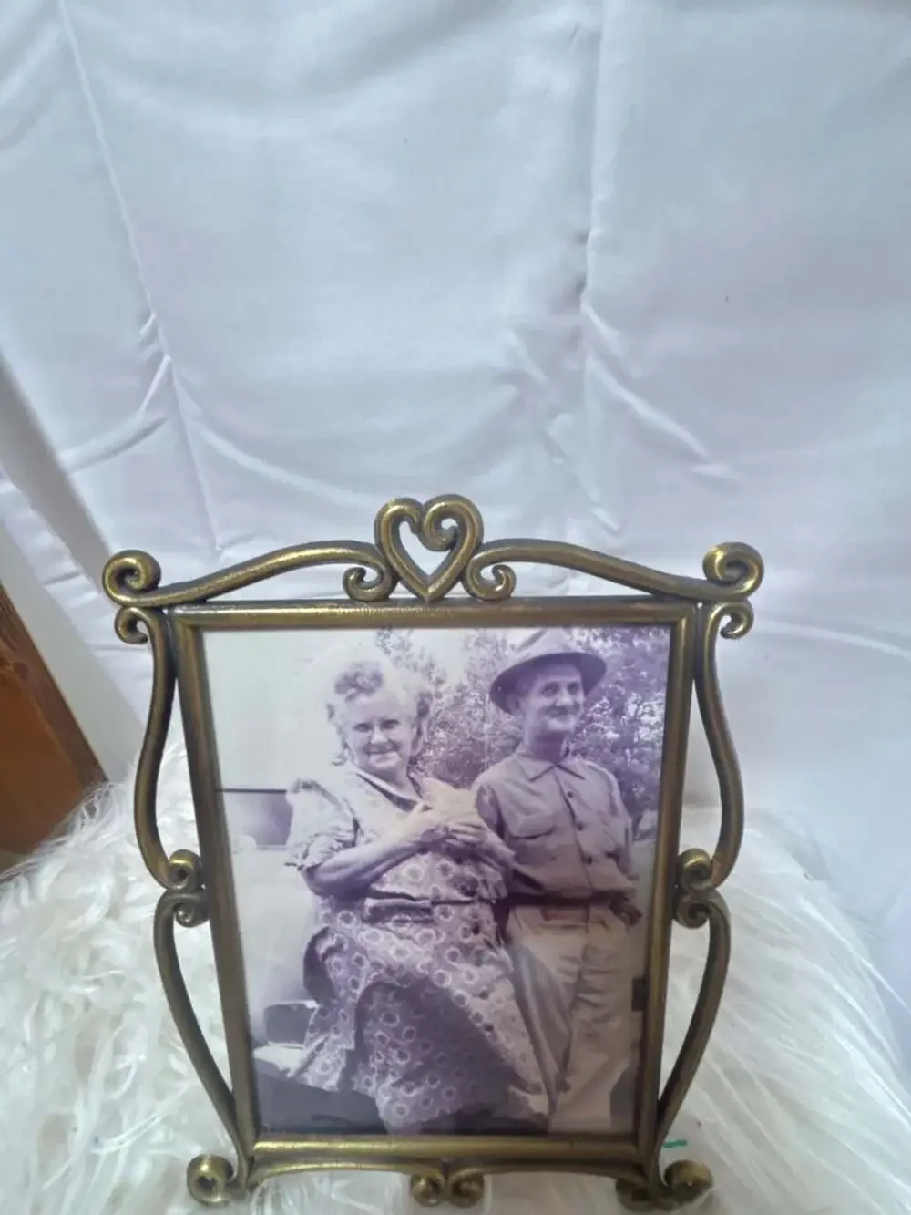Vintage Brass Ornate Picture Frame with Heart Top